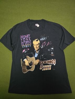 Vintage 1992 George Jones "Honky Tonk Myself to Death" tour t-shirt. 